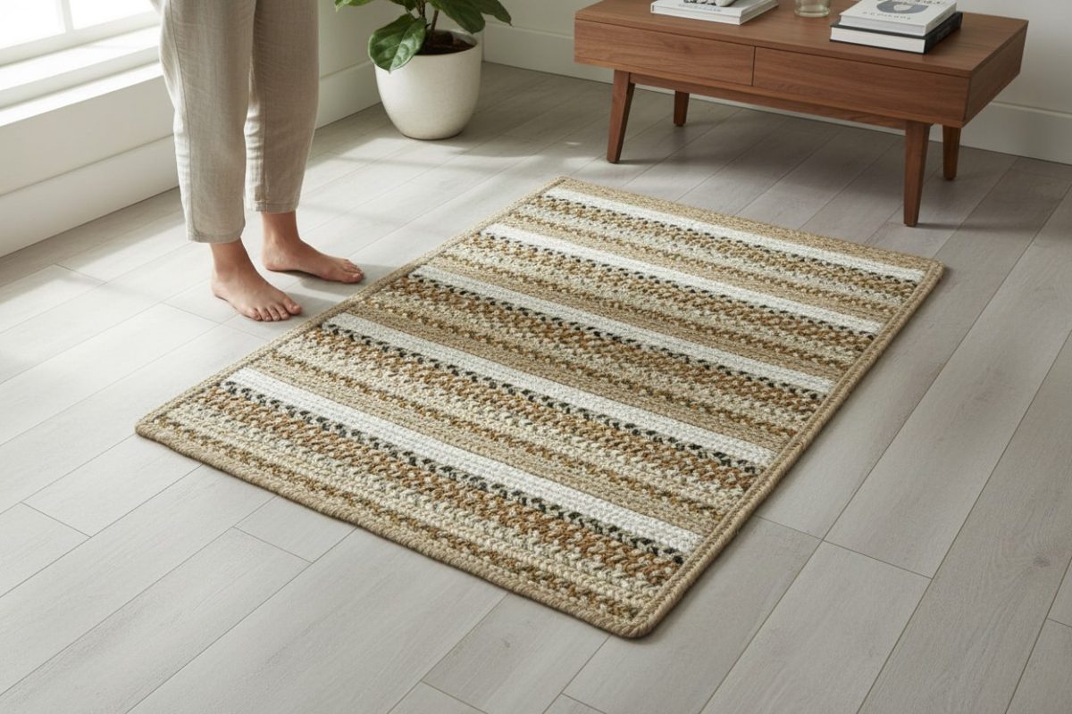 Woven Striped Mat – Natural Jute Tones 3
