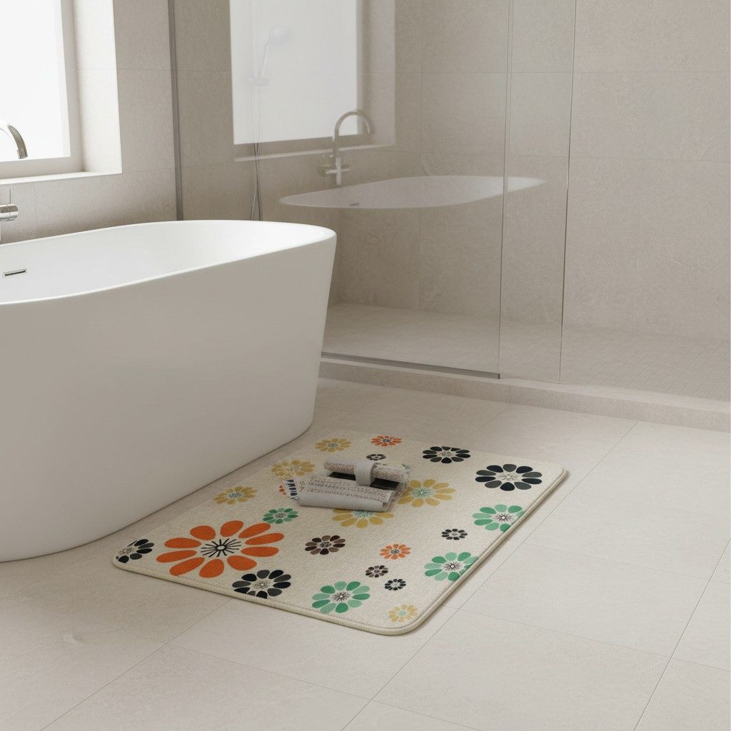 Retro Daisy Print Anti-Slip Mat – Multicolour 3