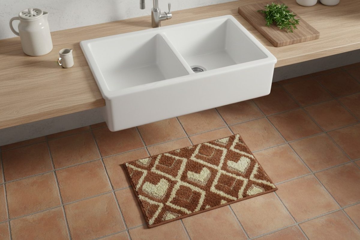 The Trellis Bath/Door Mat — Terracotta & Cream 2