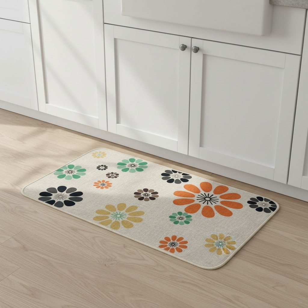 Retro Daisy Print Anti-Slip Mat – Multicolour 4