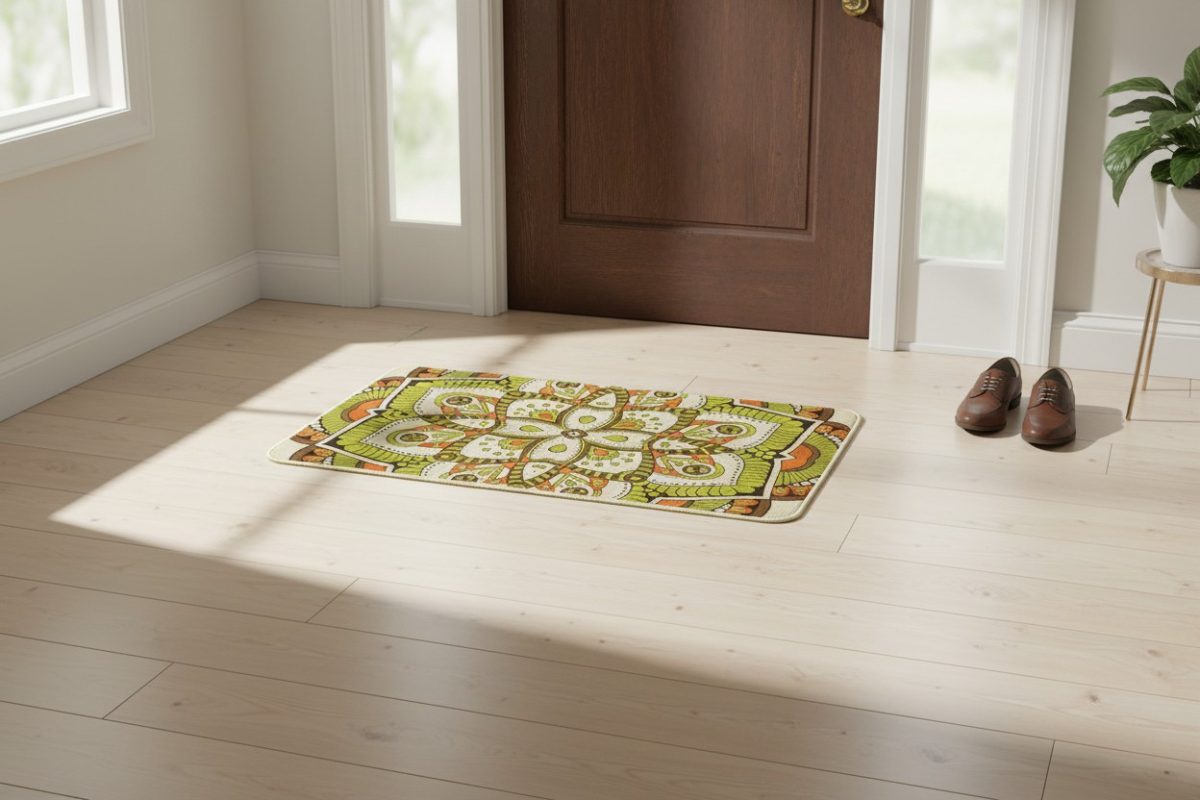 Mandala Print Anti-Slip Mat – Green & Orange (40 × 60 cm) 2