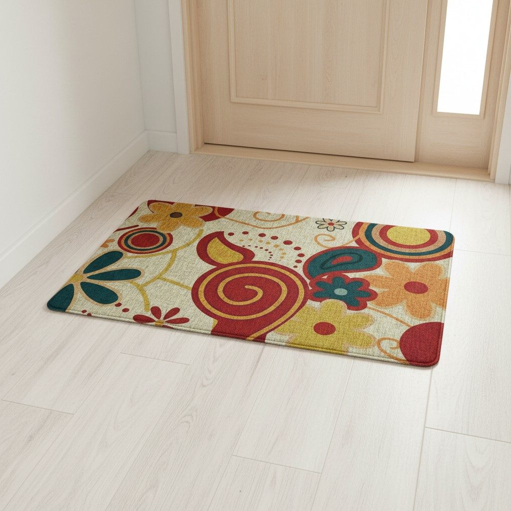 Retro Floral Print Anti-Slip Mat – Multicolour (45 × 75 cm) 4