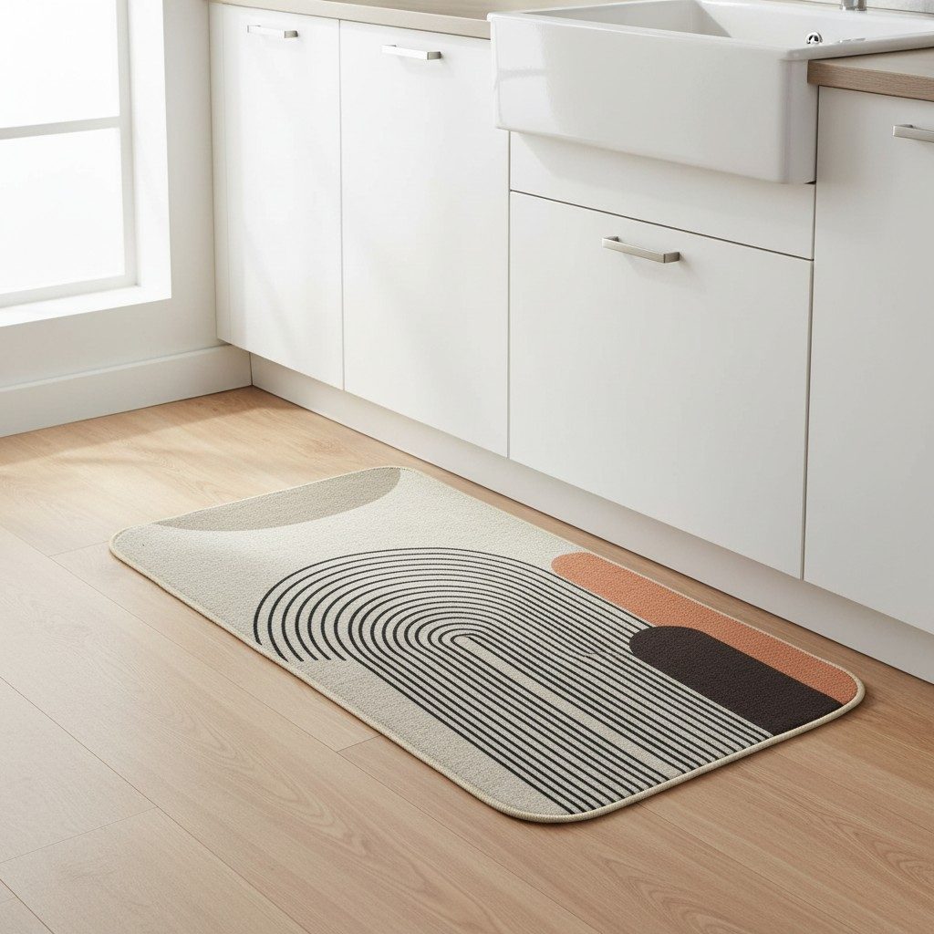 Mid-Century Arch Print Anti-Slip Mat – Neutral & Terracotta 2