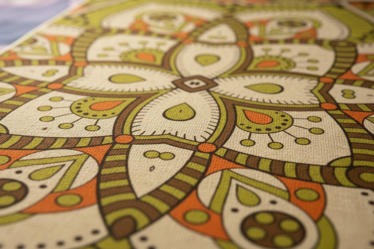 Mandala Print Anti-Slip Mat – Green & Orange (40 × 60 cm) 4