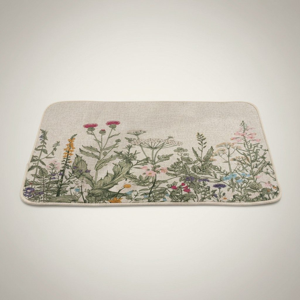Botanical Wildflower Print Anti-Slip Mat – Natural & Multicolour 2