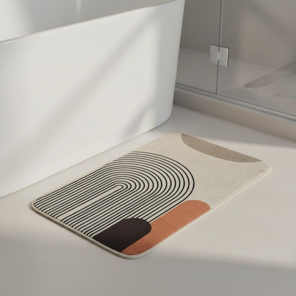 Mid-Century Arch Print Anti-Slip Mat – Neutral & Terracotta 5