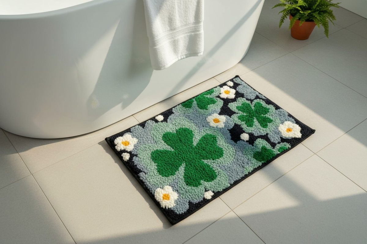 Clover & Bloom Tufted Mat — Emerald & Slate 2