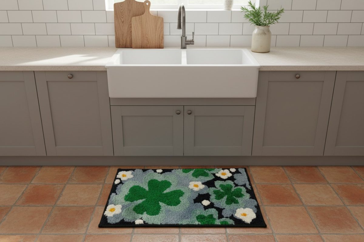 Clover & Bloom Tufted Mat — Emerald & Slate 3