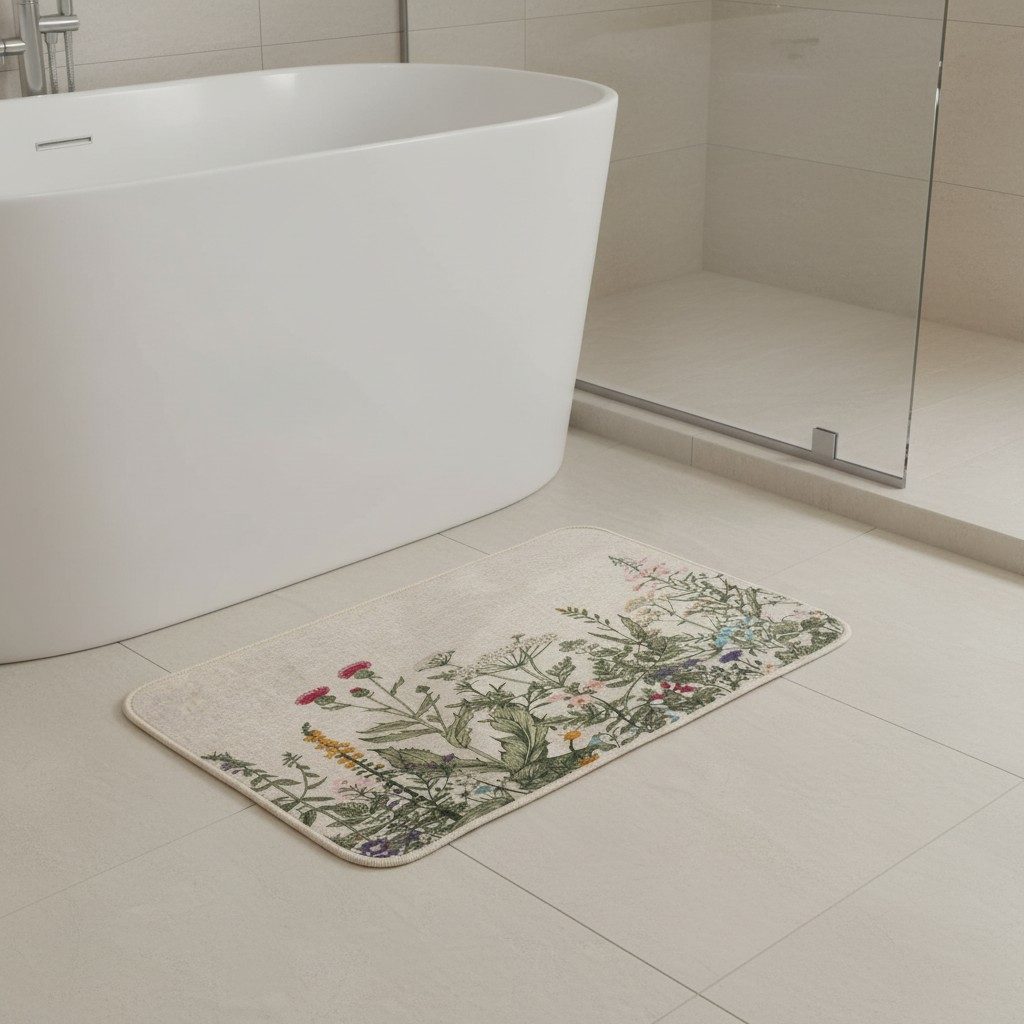 Botanical Wildflower Print Anti-Slip Mat – Natural & Multicolour 4