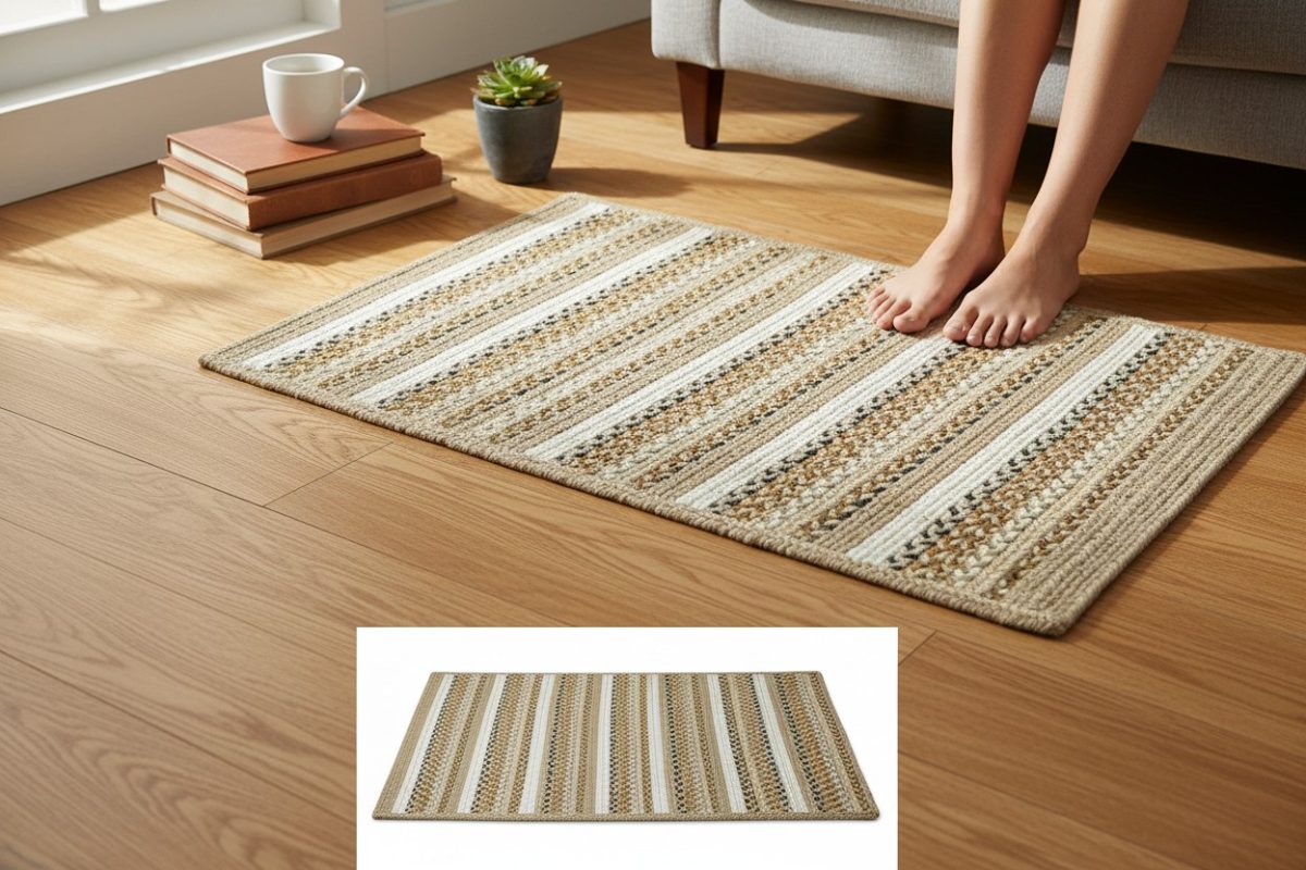 Woven Striped Mat – Natural Jute Tones 2