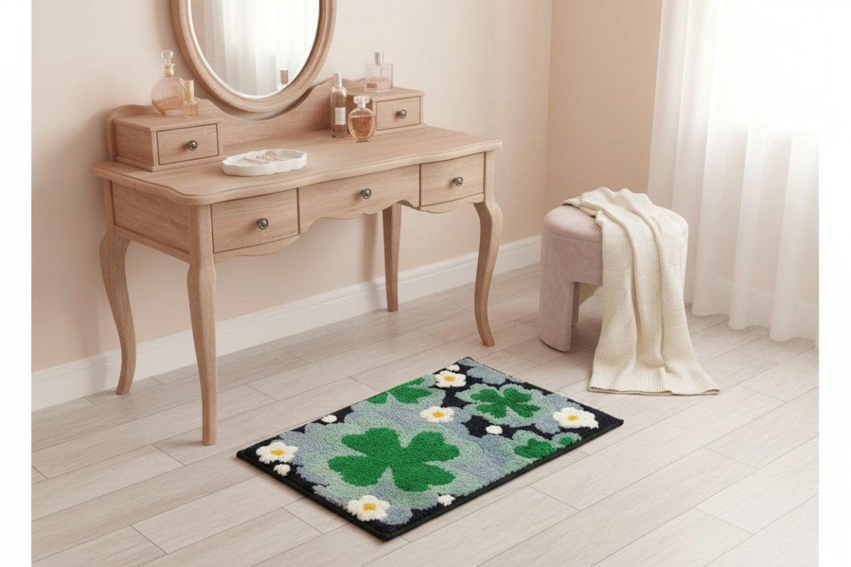 Clover & Bloom Tufted Mat — Emerald & Slate 4