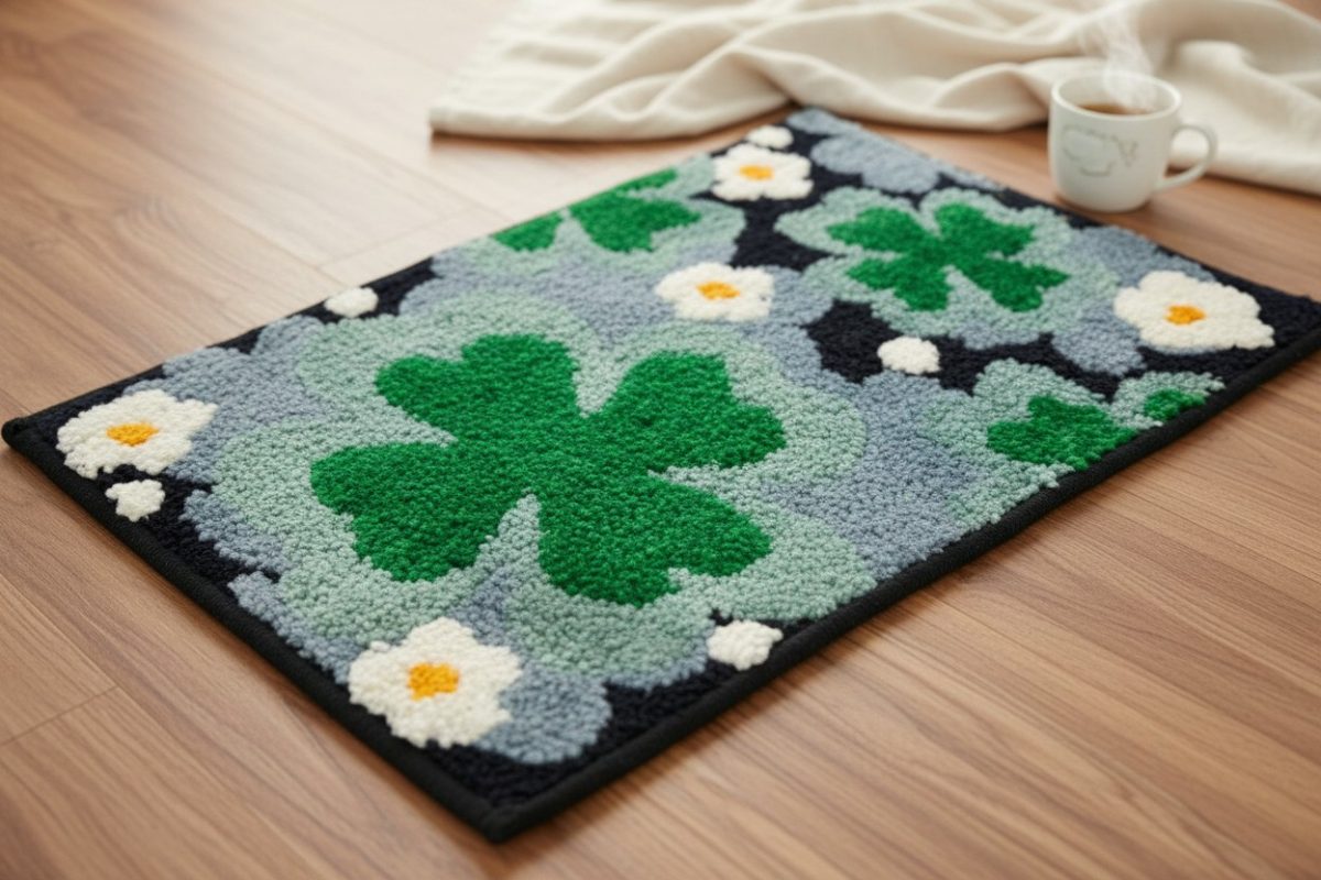 Clover & Bloom Tufted Mat — Emerald & Slate 1