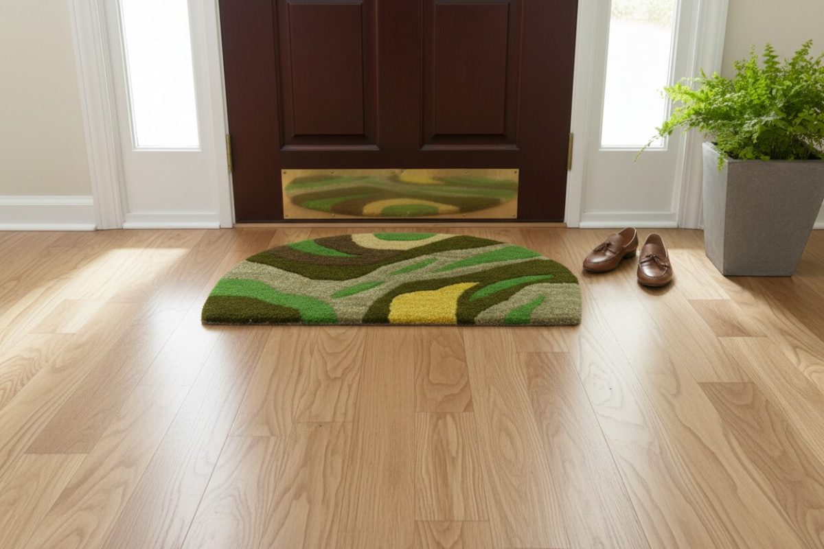 Tufted Abstract Bath Mat - Green & Yellow 2