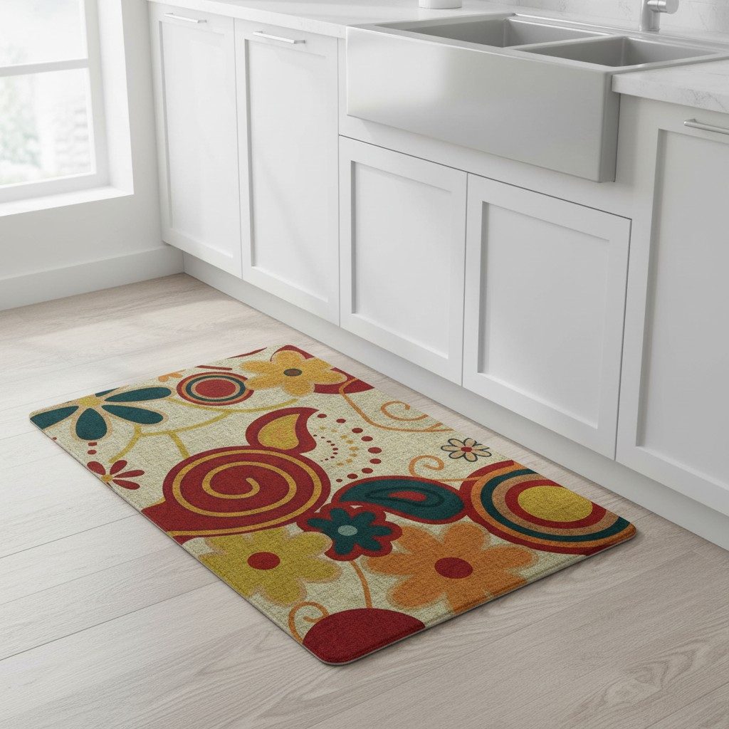 Retro Floral Print Anti-Slip Mat – Multicolour (45 × 75 cm) 5
