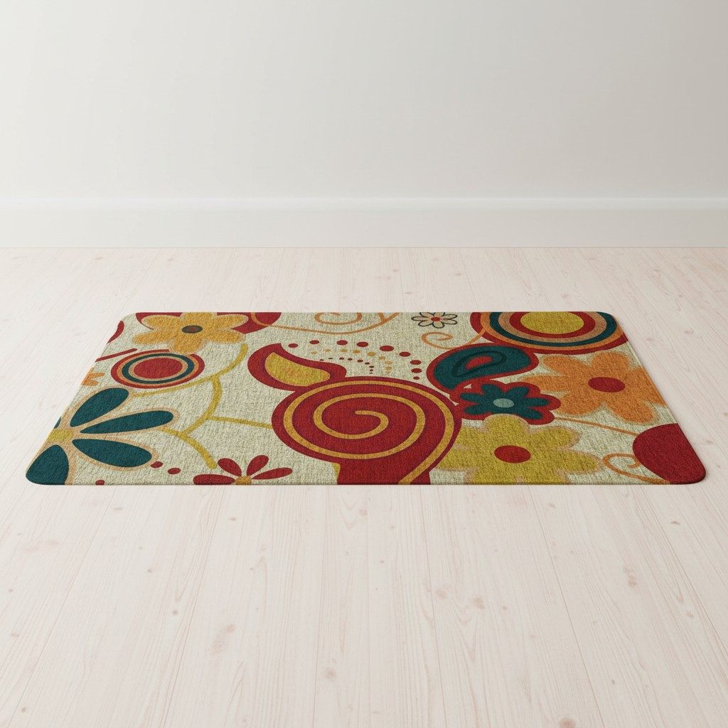 Retro Floral Print Anti-Slip Mat – Multicolour (45 × 75 cm) 2