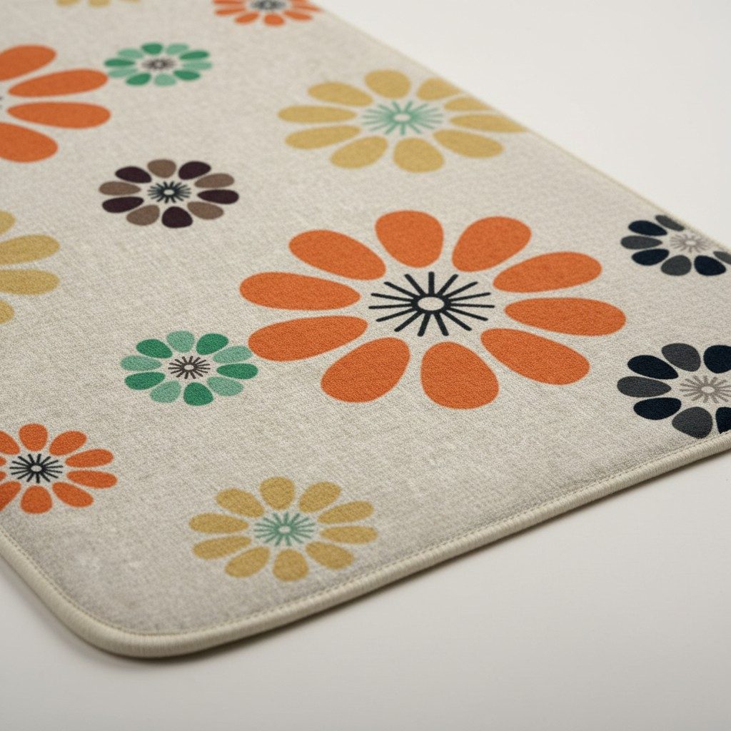 Retro Daisy Print Anti-Slip Mat – Multicolour 2