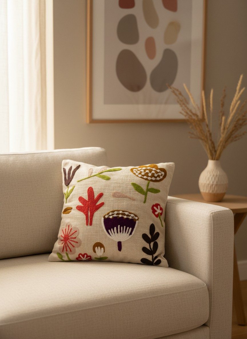 Abstract Multi Color Boho Cushion Cover — 16x16 Inches 3