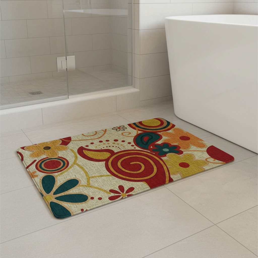 Retro Floral Print Anti-Slip Mat – Multicolour (45 × 75 cm) 3